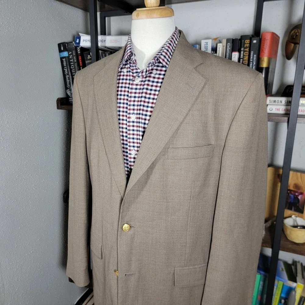 VTG Stafford Men's Sport Coat Blazer Two Button Brown Poly Wool Blend Size 44L‎